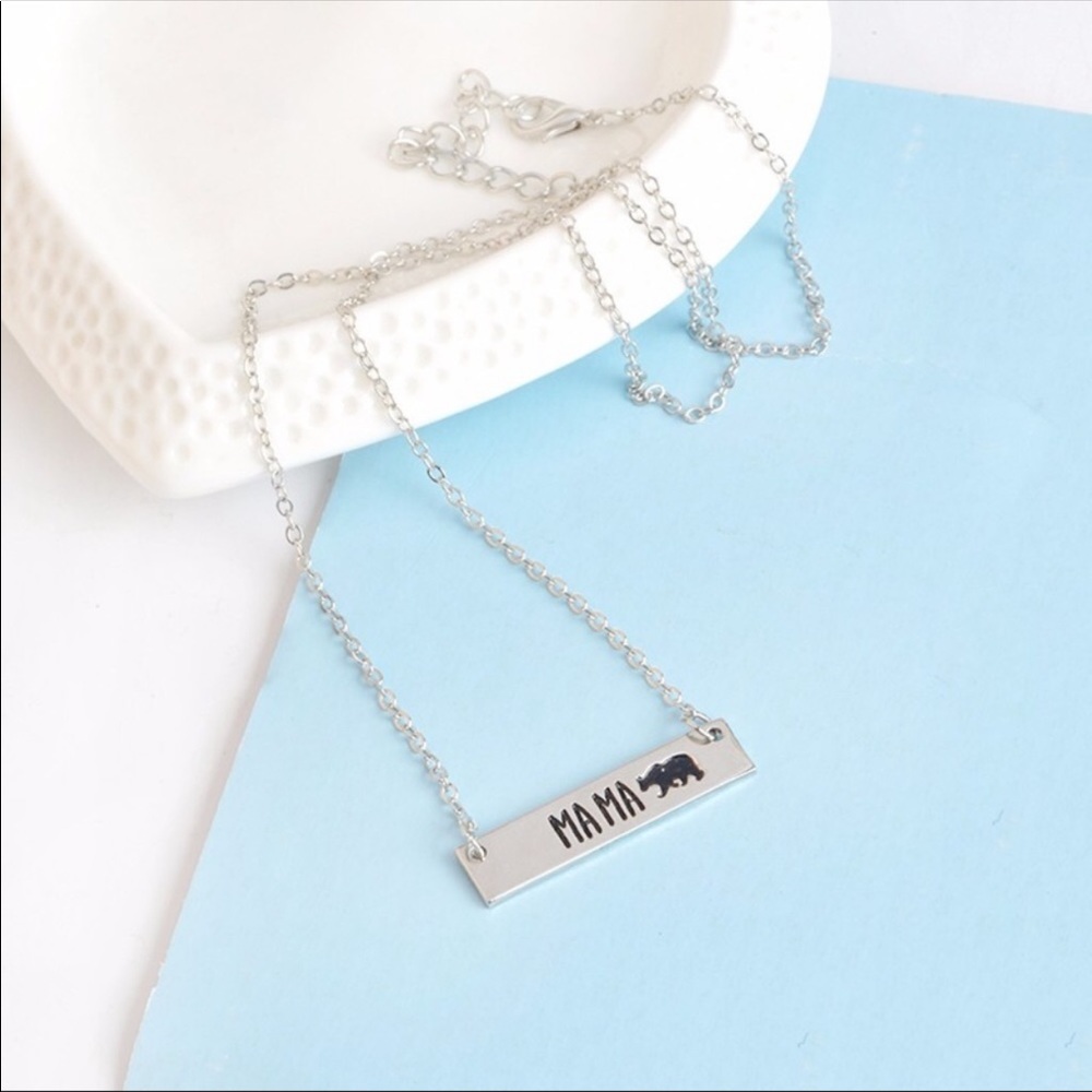 🛍5 for $25 item!🛍Mama Bear Necklace Silver Color - Picture 2 of 5
